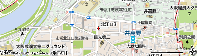 大阪府大阪市東淀川区北江口3丁目周辺の地図