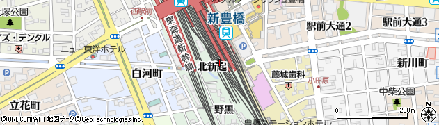 愛知県豊橋市花田町（北新起）周辺の地図