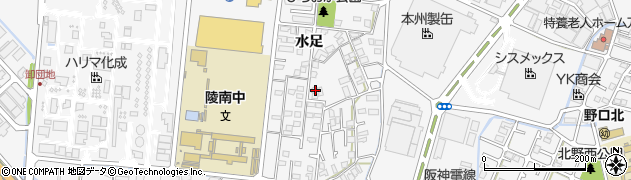 兵庫県加古川市野口町水足302周辺の地図