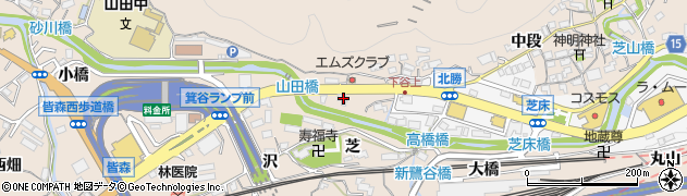 兵庫県神戸市北区山田町下谷上二ツ樋3周辺の地図