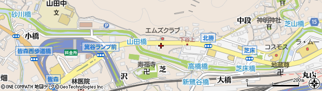 兵庫県神戸市北区山田町下谷上（二ツ樋）周辺の地図