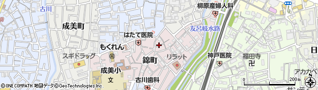 大阪府寝屋川市錦町周辺の地図