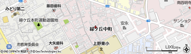 三重県伊賀市緑ケ丘中町周辺の地図