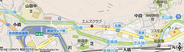 兵庫県神戸市北区山田町下谷上二ツ樋8周辺の地図