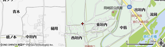 京都府木津川市加茂町岡崎周辺の地図
