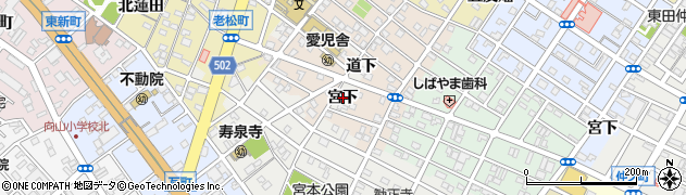 愛知県豊橋市瓦町宮下周辺の地図