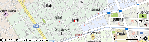 愛知県豊橋市花田町（築地）周辺の地図