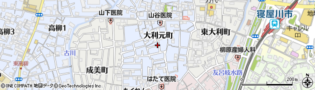 大阪府寝屋川市大利元町周辺の地図