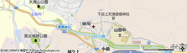 兵庫県神戸市北区山田町下谷上（砂川）周辺の地図