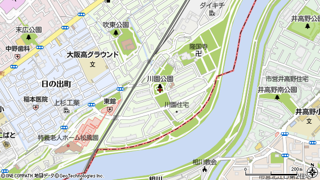 〒564-0013 大阪府吹田市川園町の地図
