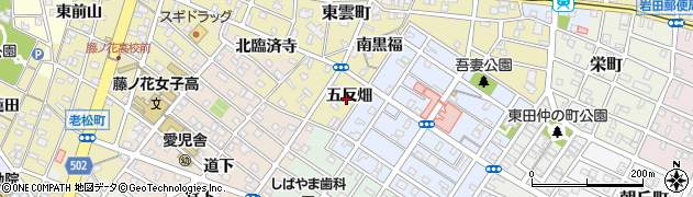 愛知県豊橋市東田町（五反畑）周辺の地図