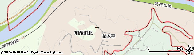 京都府木津川市加茂町山田（柿木平）周辺の地図