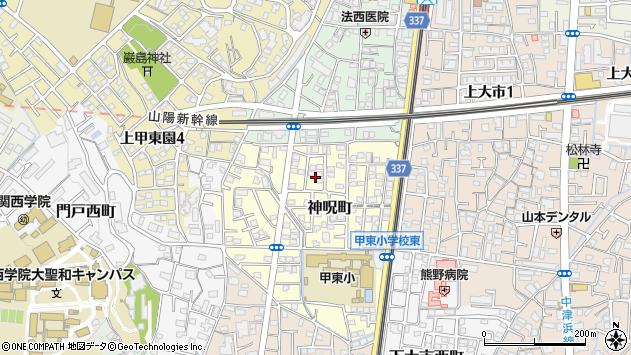 〒662-0823 兵庫県西宮市神呪町の地図