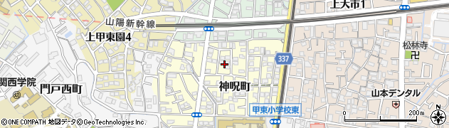 兵庫県西宮市神呪町周辺の地図