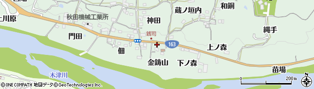京都府木津川市加茂町銭司金鋳山周辺の地図