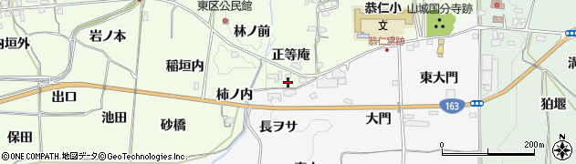京都府木津川市加茂町例幣正等庵周辺の地図