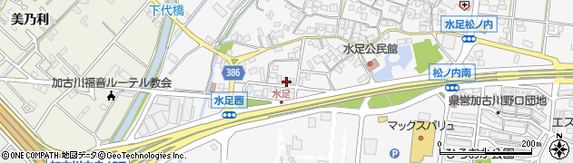 兵庫県加古川市野口町水足710周辺の地図