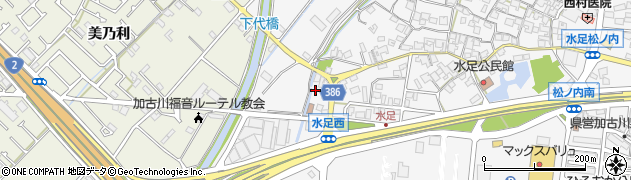 兵庫県加古川市野口町水足697周辺の地図