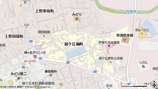 〒518-0833 三重県伊賀市緑ケ丘東町の地図