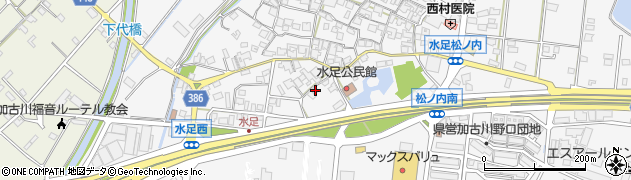 兵庫県加古川市野口町水足1182周辺の地図