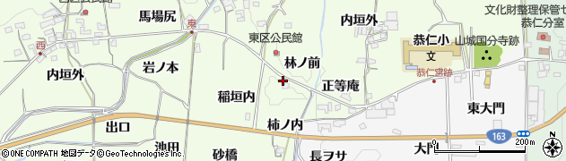 京都府木津川市加茂町例幣（林ノ前）周辺の地図