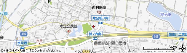 兵庫県加古川市野口町水足232周辺の地図