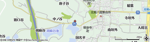 京都府精華町（相楽郡）北稲八間（中ノ谷）周辺の地図