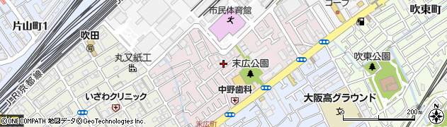 大阪府吹田市末広町周辺の地図