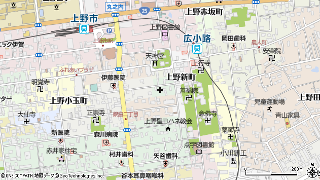 〒518-0864 三重県伊賀市上野鍛冶町の地図