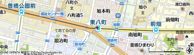 東八町駅周辺の地図