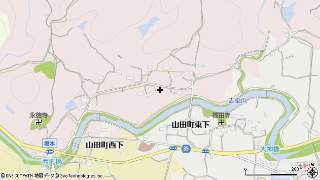〒651-1261 兵庫県神戸市北区山田町坂本の地図