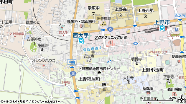 〒518-0874 三重県伊賀市上野幸坂町の地図