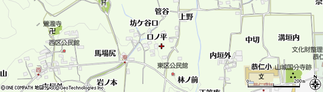 京都府木津川市加茂町例幣（口ノ平）周辺の地図
