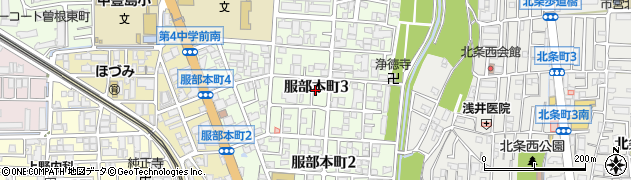 大阪府豊中市服部本町周辺の地図
