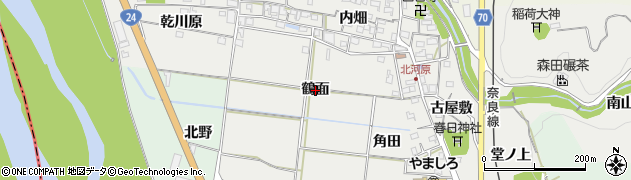 京都府木津川市山城町北河原（鶴面）周辺の地図