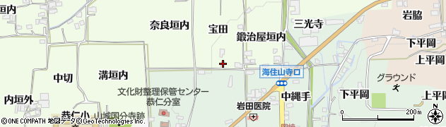京都府木津川市加茂町例幣宝田周辺の地図