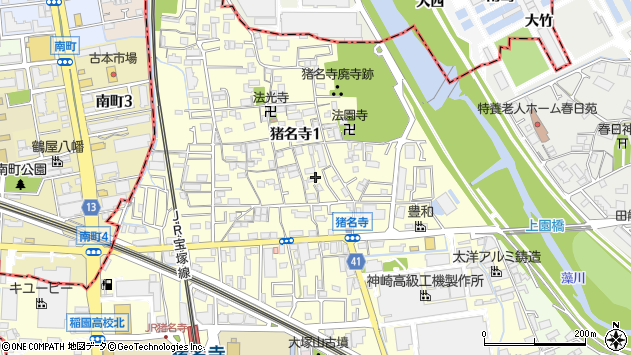 〒661-0981 兵庫県尼崎市猪名寺の地図