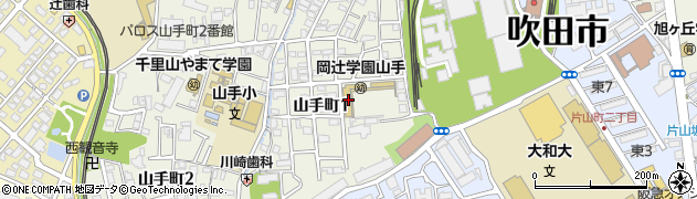 岡辻学園山手周辺の地図