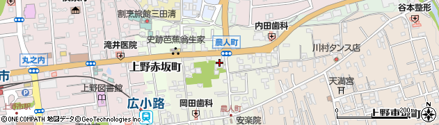 三重県伊賀市上野農人町355周辺の地図