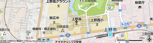 上野高校　事務室周辺の地図