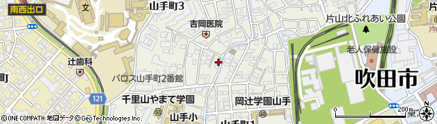 ファミリーマート吹田山手三丁目店周辺の地図