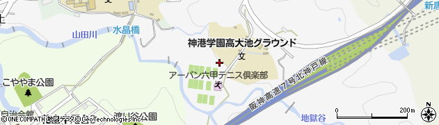 兵庫県神戸市北区山田町上谷上堺山周辺の地図