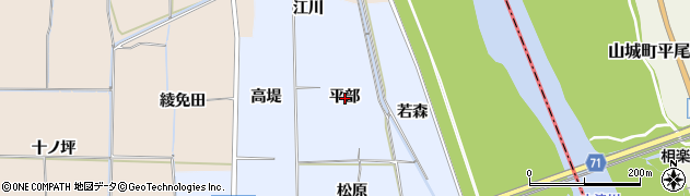 京都府相楽郡精華町祝園平部周辺の地図
