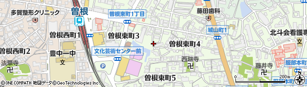 大阪府豊中市曽根東町周辺の地図