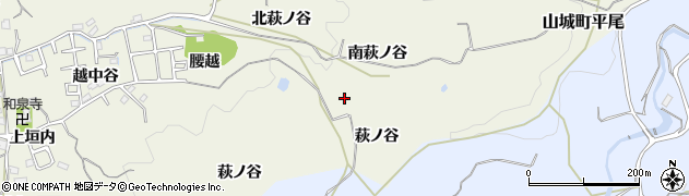 京都府木津川市山城町平尾萩ノ谷周辺の地図