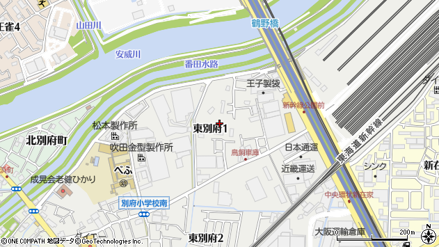 〒566-0042 大阪府摂津市東別府の地図