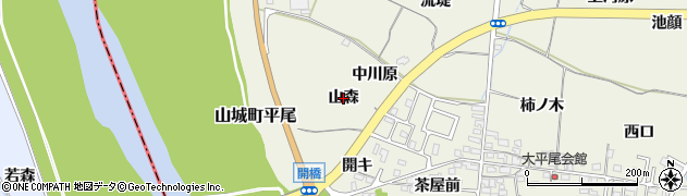 京都府木津川市山城町平尾（山森）周辺の地図
