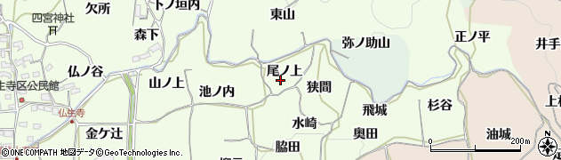 京都府木津川市加茂町例幣（尾ノ上）周辺の地図