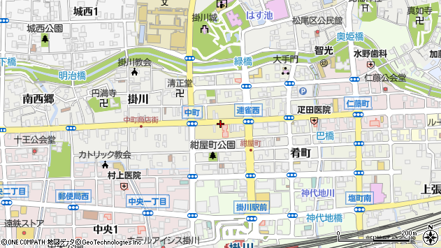 〒436-0092 静岡県掛川市中町の地図