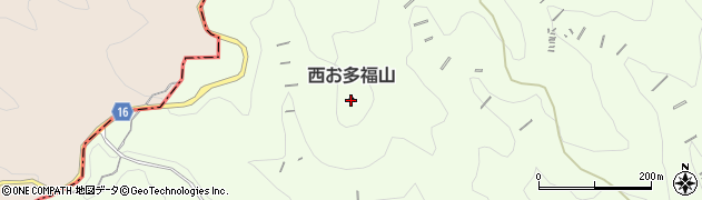 西お多福山周辺の地図